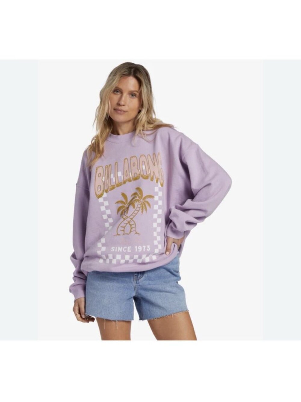 BILLABONG Size Small Ride In Pullover Sweatshirt Women's Peaceful Lilac, New